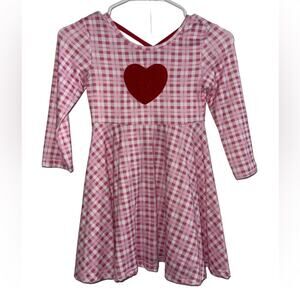 Girls Pink and Red Heart Valentine Dress - Size 6T